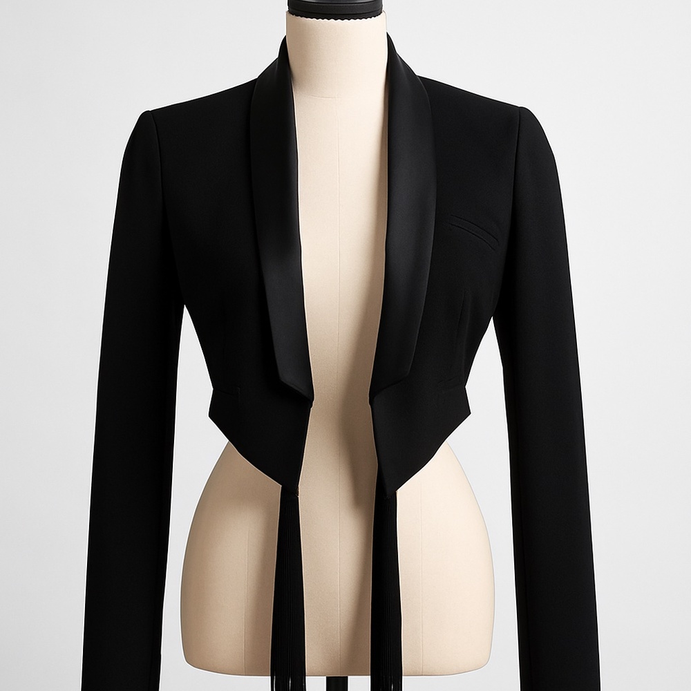 BCBGeneration Black Structured Blazer with Waterfall Front